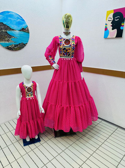 Rain Color Mother Daughter Combo Long Gown