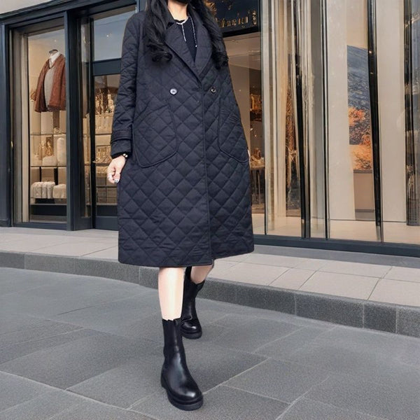 New Padded Quilted Diamond-pattern Cotton Coat