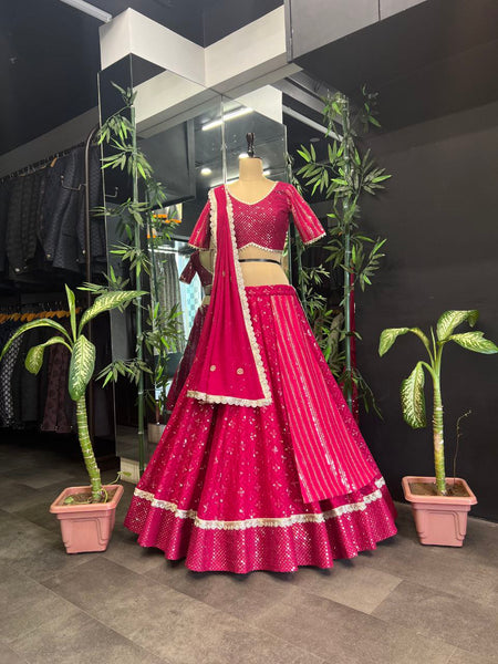 Wedding Wear Georgette Sequecne Work Ready To Wear Lehenga Choli