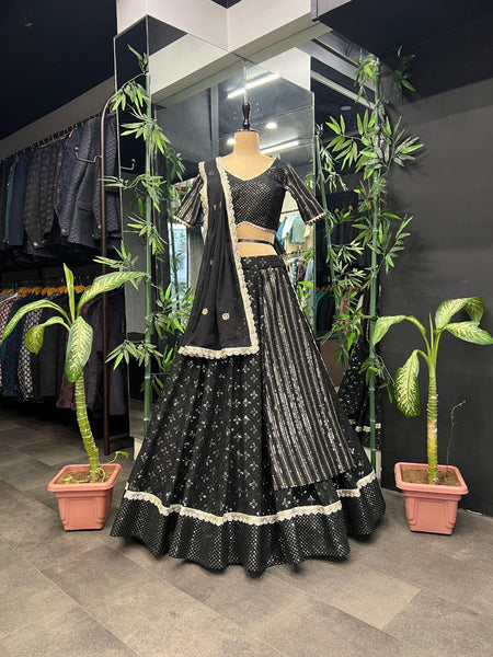 Wedding Wear Georgette Sequecne Work Ready To Wear Lehenga Choli