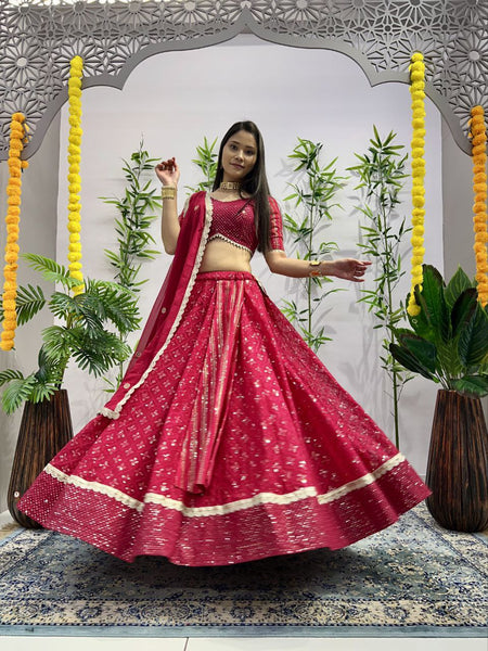 Wedding Wear Georgette Sequecne Work Ready To Wear Lehenga Choli