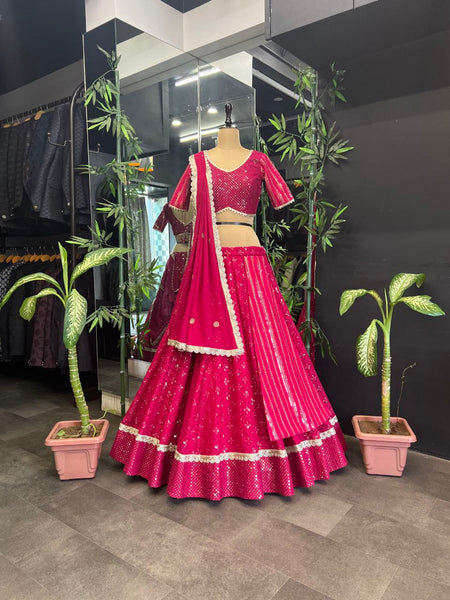 Wedding Wear Georgette Sequecne Work Ready To Wear Lehenga Choli