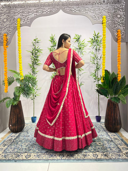 Wedding Wear Georgette Sequecne Work Ready To Wear Lehenga Choli