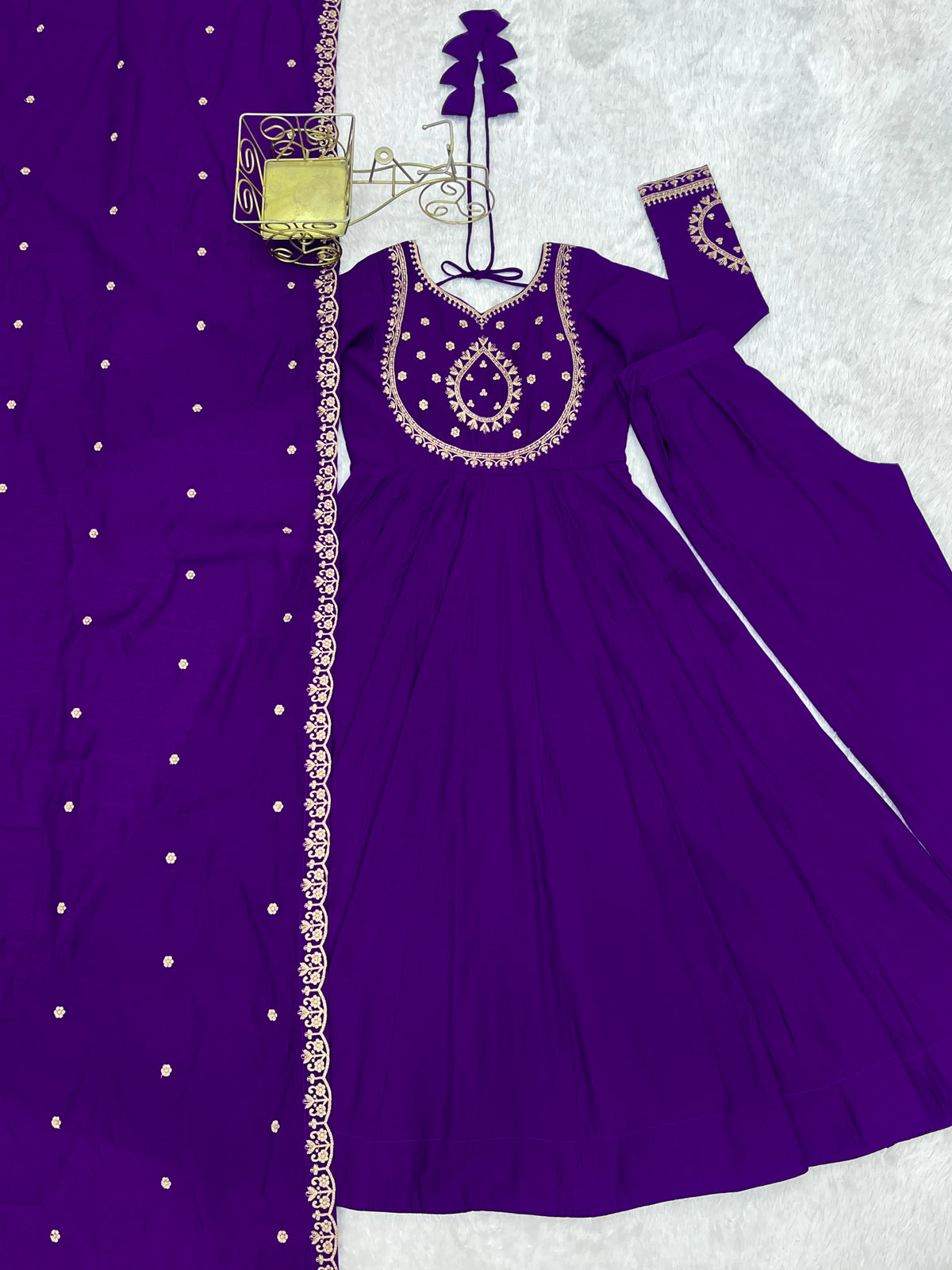 Roman Chanderi Silk Anarkali Gown.
