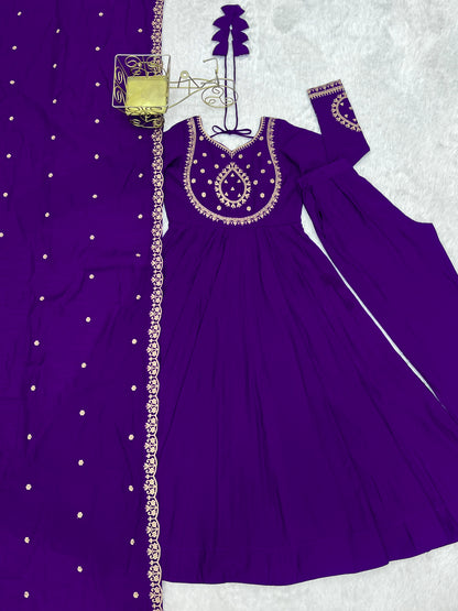 Roman Chanderi Silk Anarkali Gown.