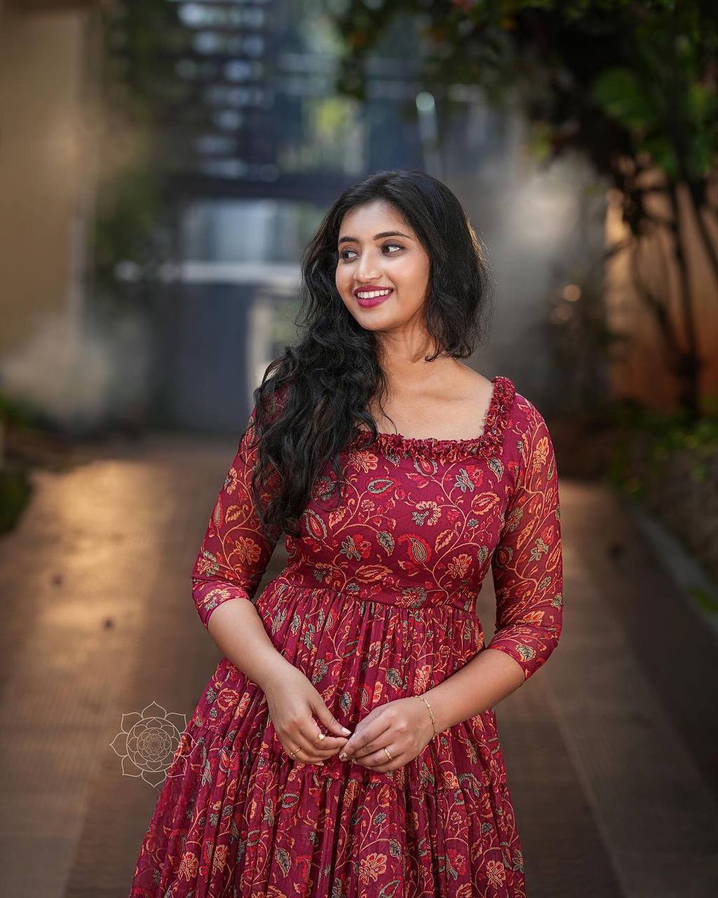 Maroon Color Georgette Ready Made Printed Gown For Women