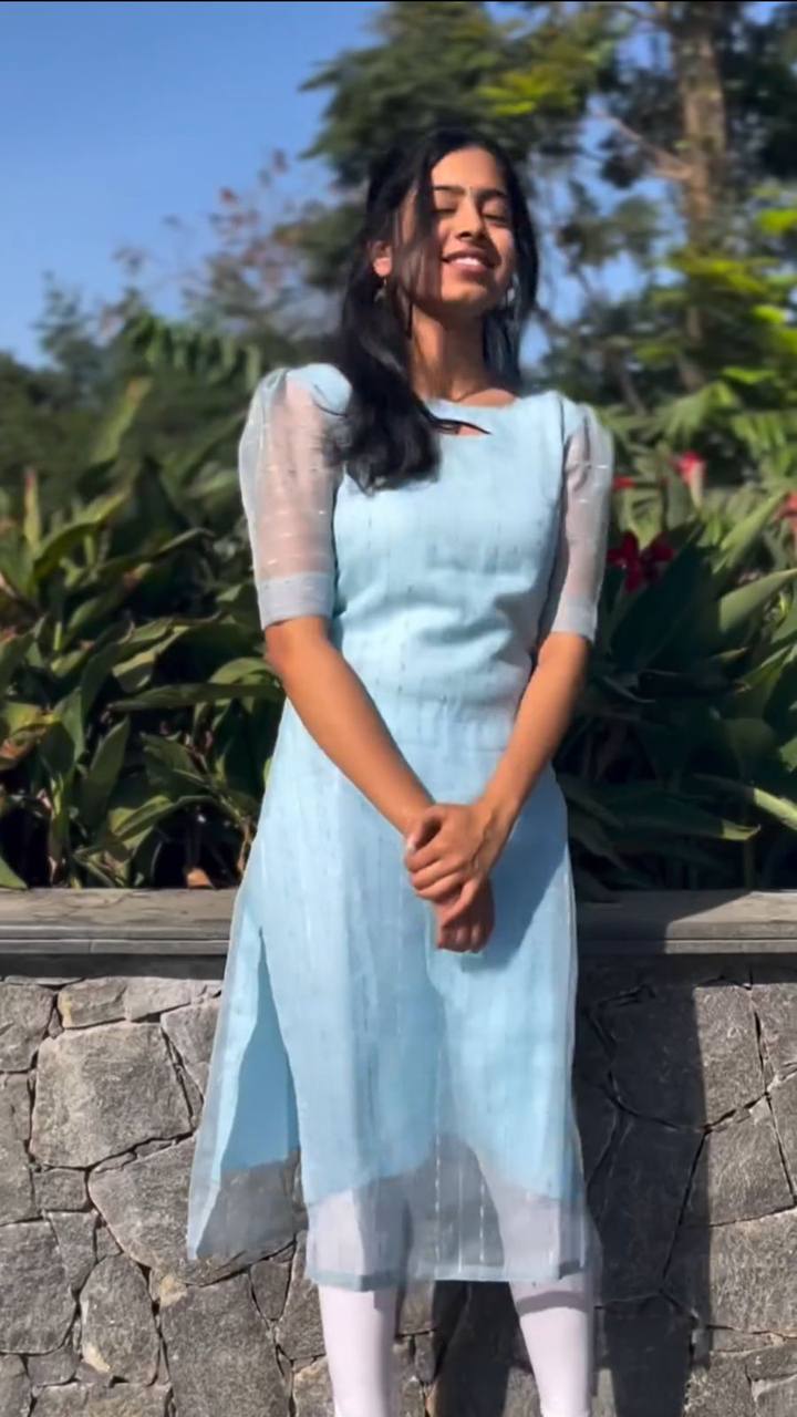 Latest Organza Net Sequence Work Ready Made Kurti