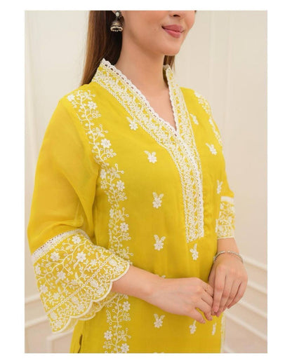 Party Wear Organza Embroidered Work Ready Made Salwar Suit