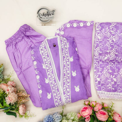 Party Wear Organza Embroidered Work Ready Made Salwar Suit