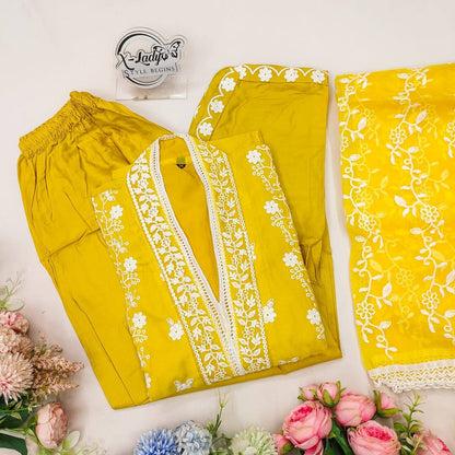 Party Wear Organza Embroidered Work Ready Made Salwar Suit