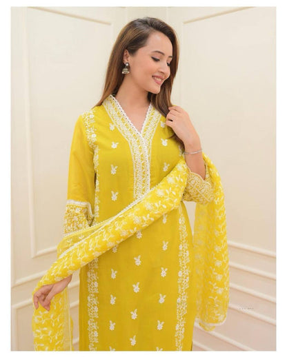 Party Wear Organza Embroidered Work Ready Made Salwar Suit