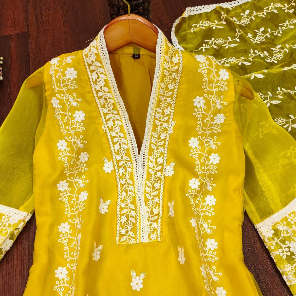 Party Wear Organza Embroidered Work Ready Made Salwar Suit