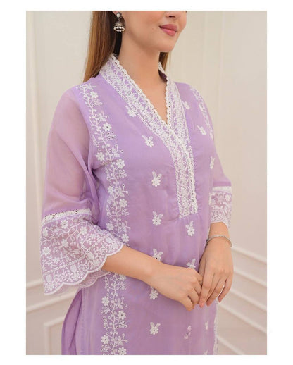 Party Wear Organza Embroidered Work Ready Made Salwar Suit