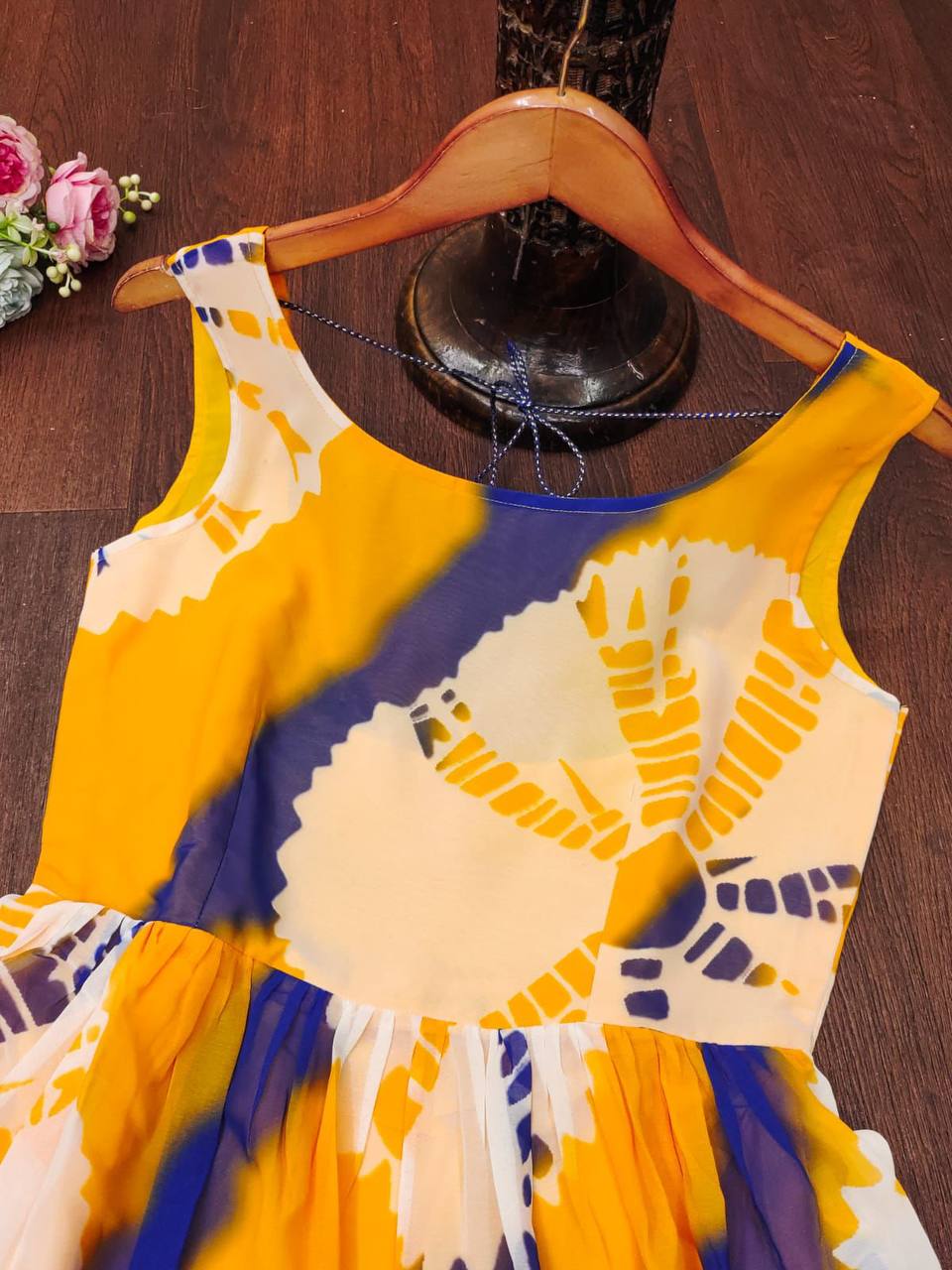 Elegant Yellow Color Georgette Digital Printed Gown