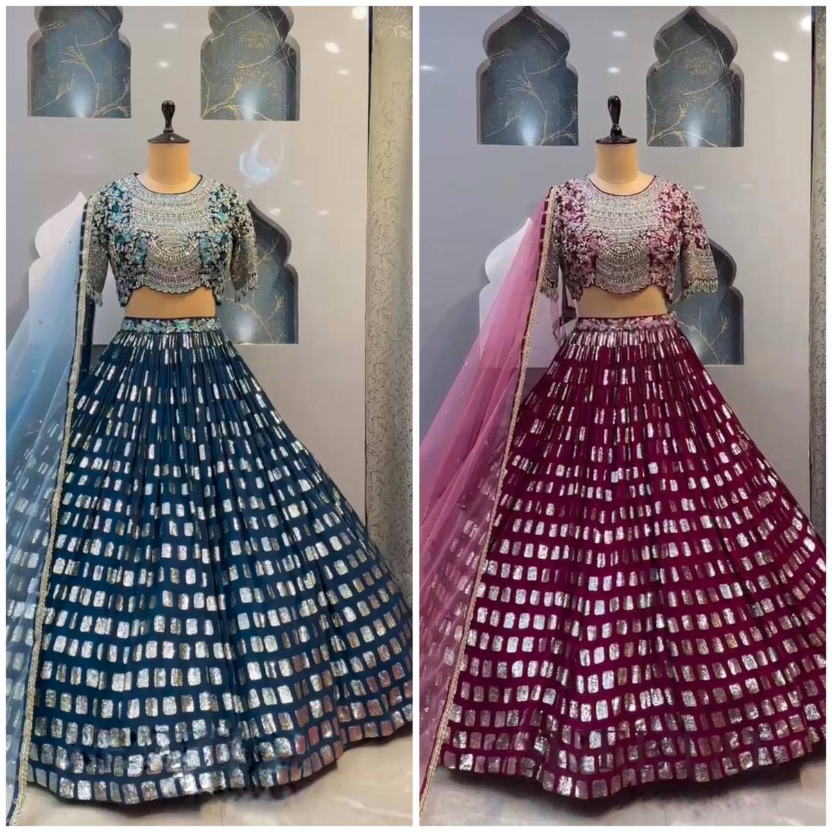 Awesome Georgette Sequence Embroidered Work Lehenga Choli
