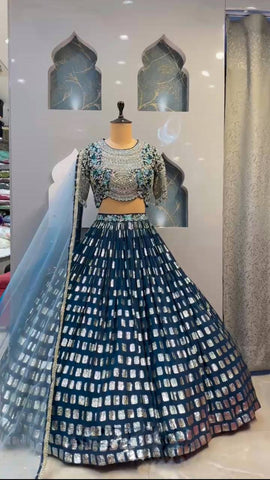 Awesome Georgette Sequence Embroidered Work Lehenga Choli