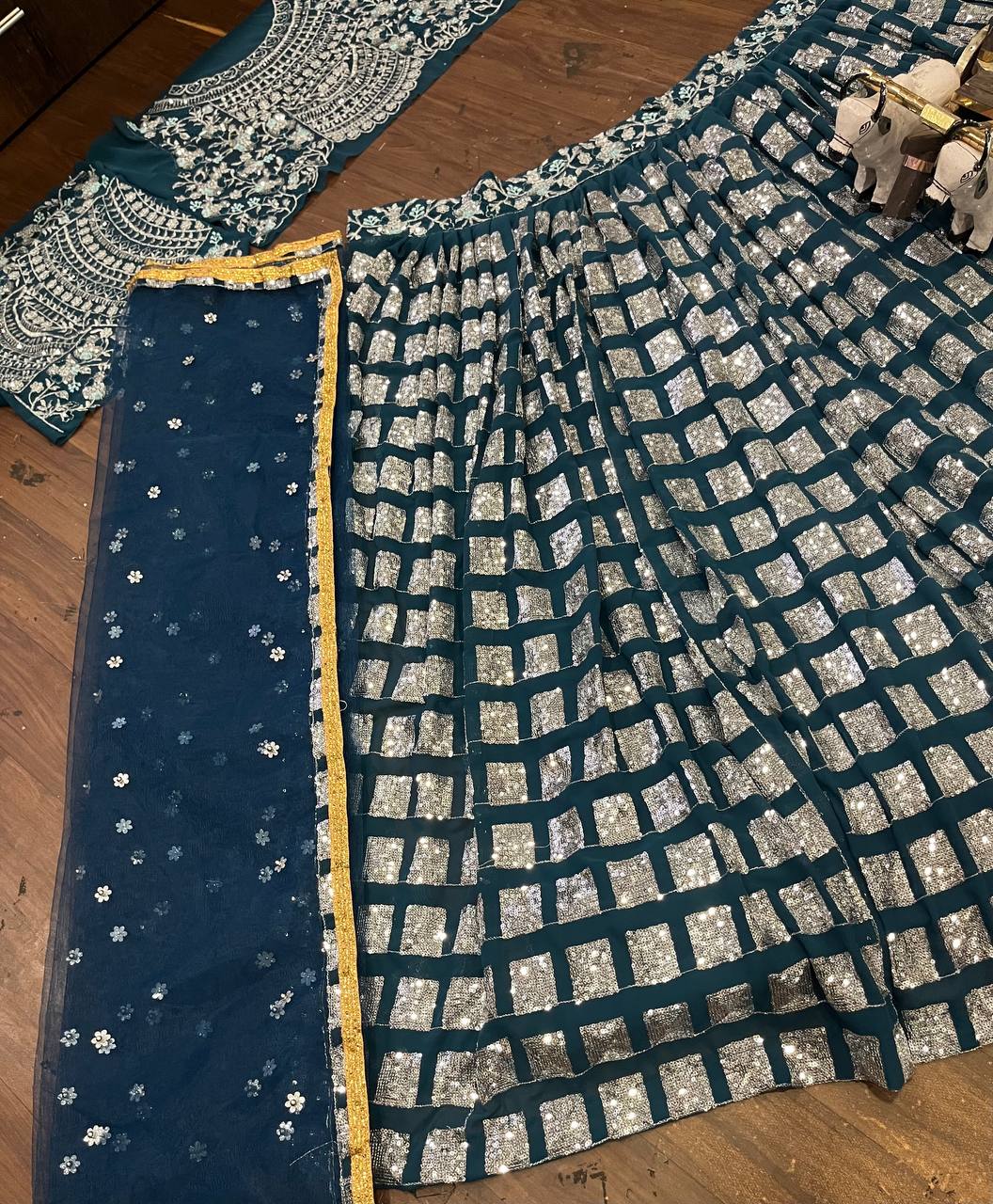 Awesome Georgette Sequence Embroidered Work Lehenga Choli