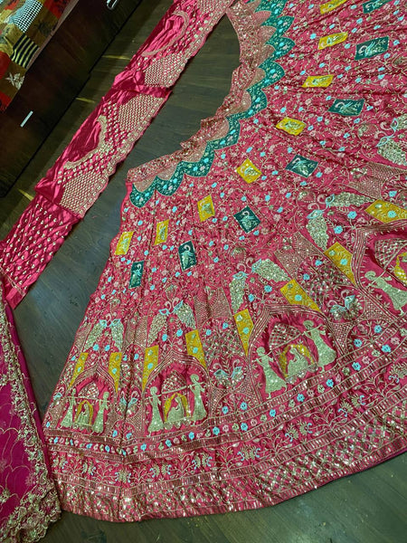 Awesome Pink Color Satin Silk Sequence Work Wedding Wear Lehenga Choli