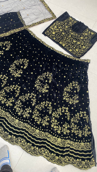 Black Velvet Lehenga For Women