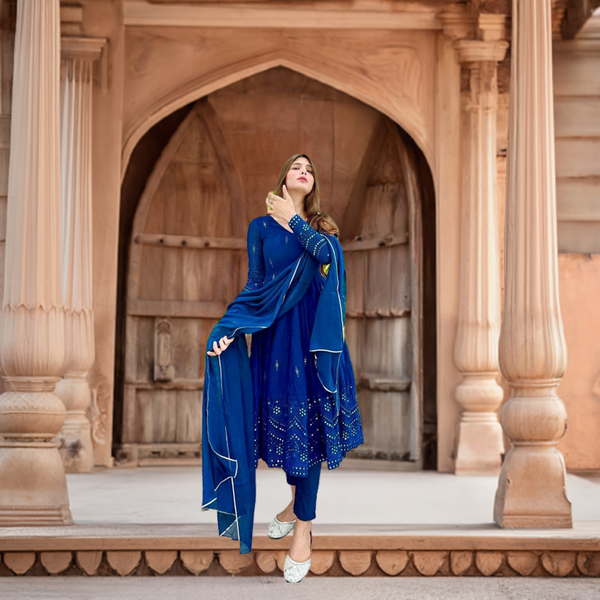 Blue Color Best Price Georgette Anarkali Salwar suit dupatta set