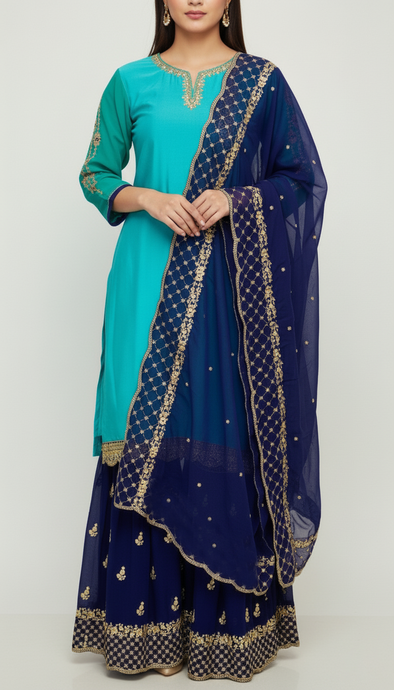 Rama Latest Satin Sharara Suit