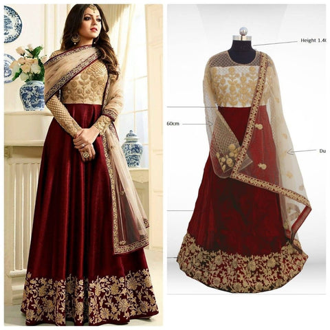 Latest Red Color Taffeta Silk Embroidered Work Salwar Suit