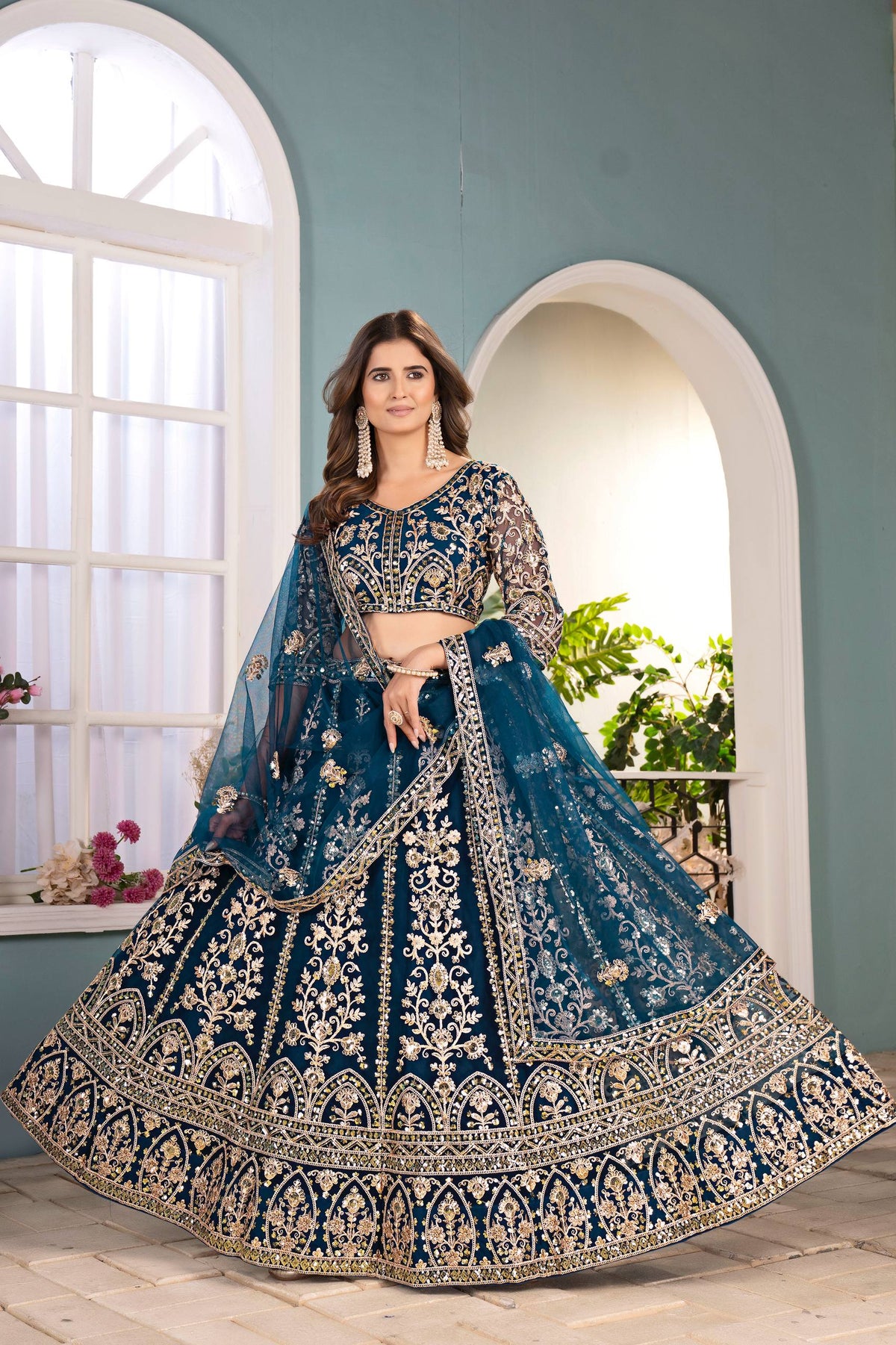 Latest Soft Net Sequence Lehenga Choli