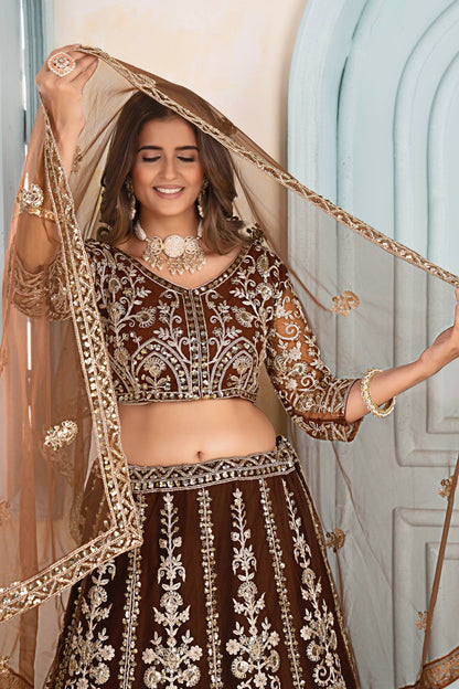 Latest Soft Net Sequence Lehenga Choli