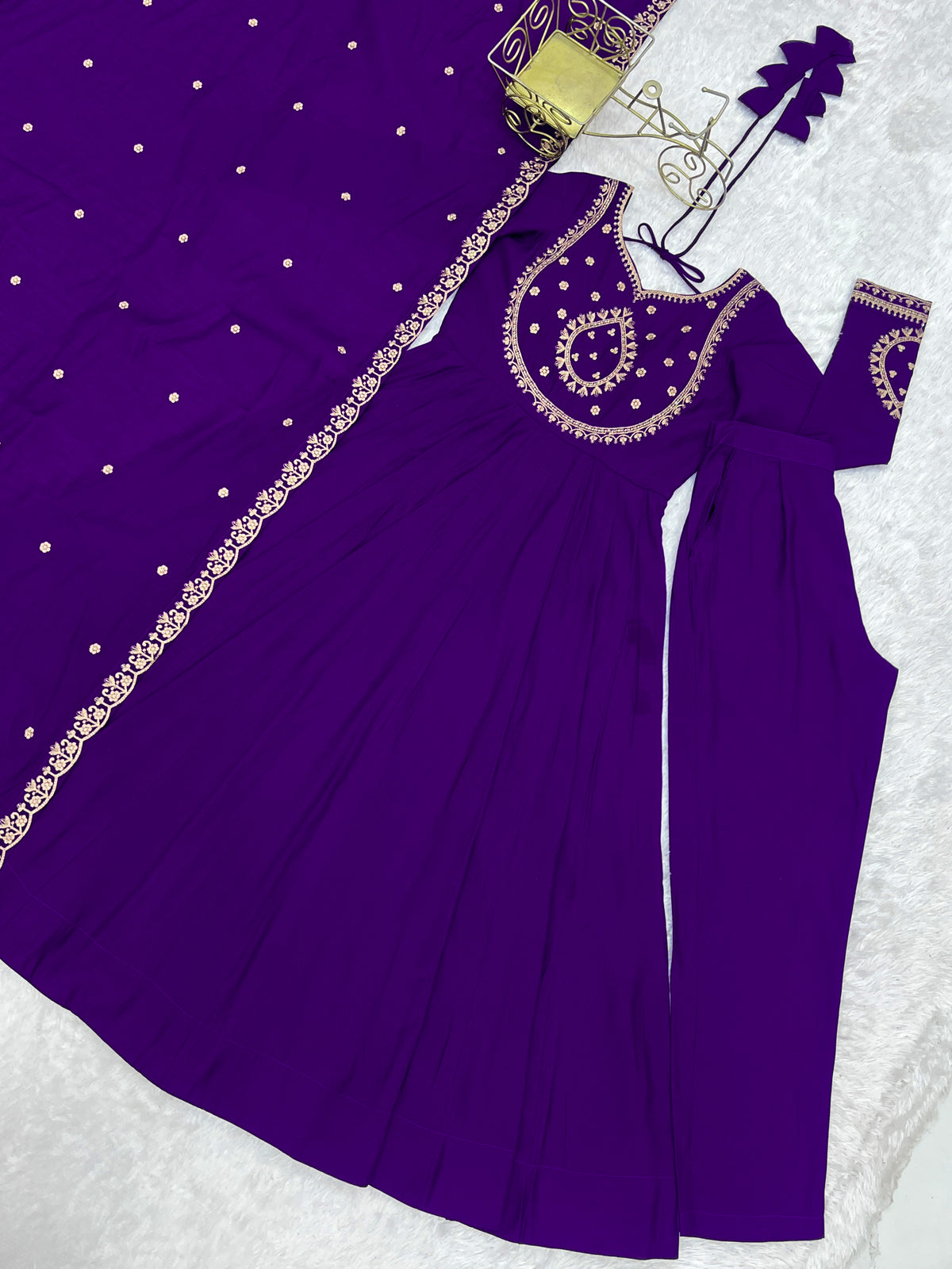 Roman Chanderi Silk Anarkali Gown.