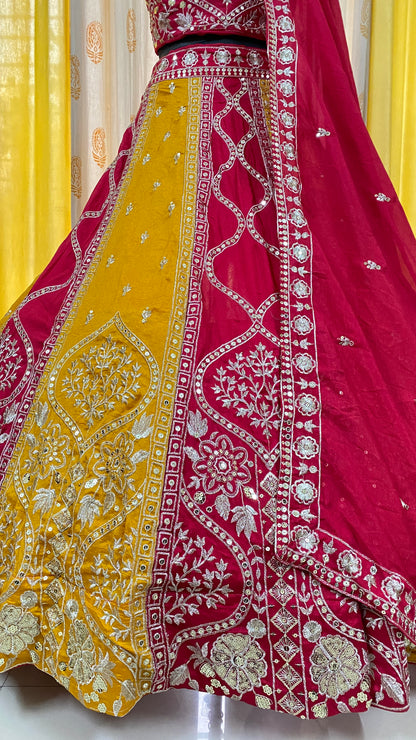 Vichitra Silk Color Georgette Lehenga Choli