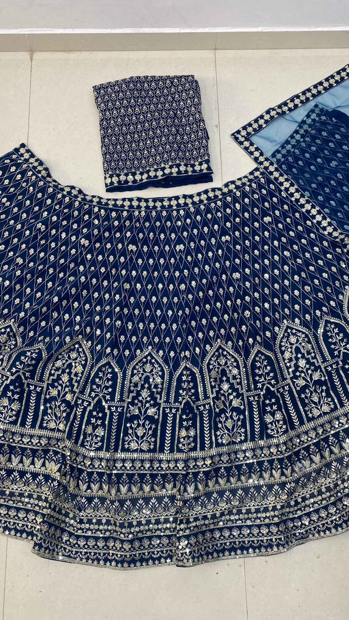 Latest Wedding Wear Blue Color Georgette Lehenga Choli
