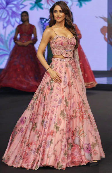 Taby Silk Lehenga Choli with Real Mirror Work & Heavy Cancan