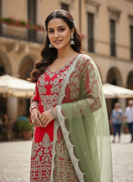 Ville Fashion Heavy Sequence Work Georgette Plazzo Suit - Fully Stitched Ready to Wear M-XXL