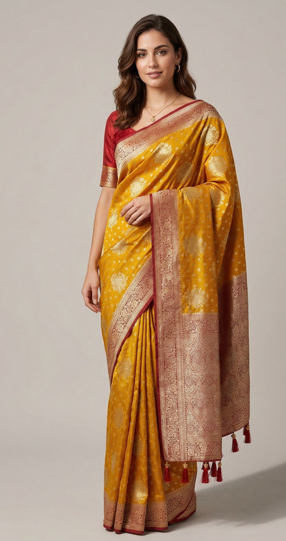 Latest Yellow Jari Kanjivaram Silk Saree