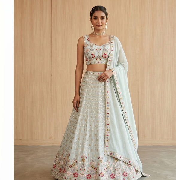 Elegant Faux Georgette Embroidered Lehenga Choli with Premium Cancan