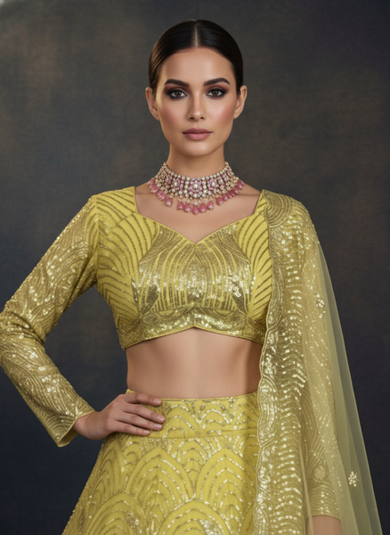 Premium Soft Net Embroidered Lehenga with Cancan