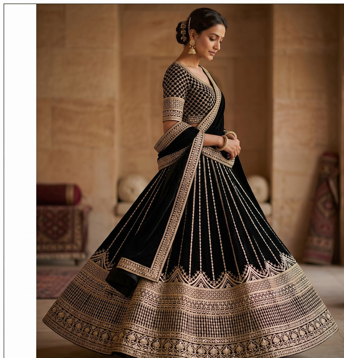 Premium Faux Georgette Embroidered Lehenga Choli Set