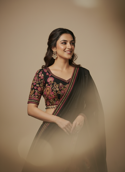 Latest Black Color Sequence Georgette Lehenga Choli