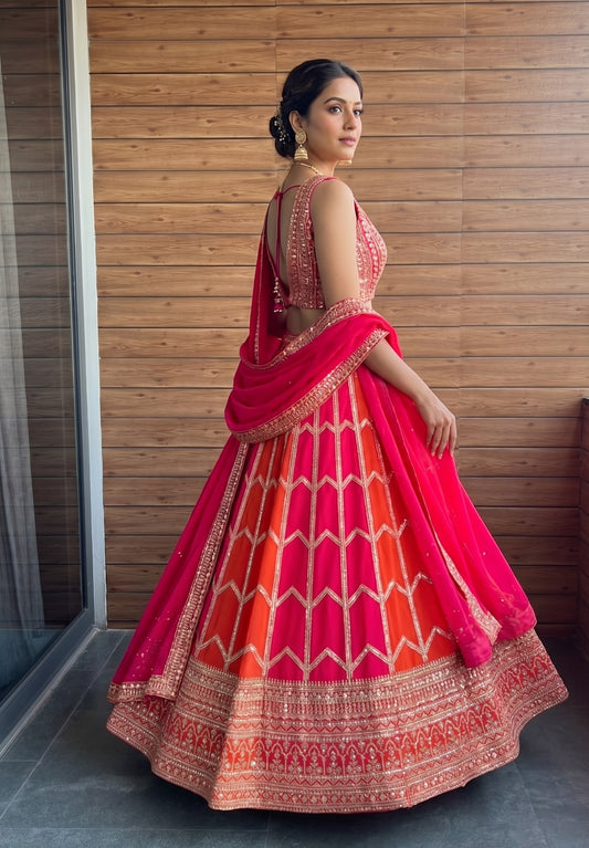 Premium Faux Georgette Embroidered Lehenga Choli Set