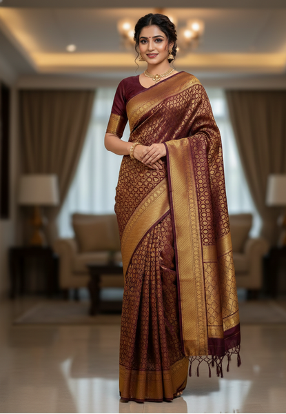 Soft Lichi Silk Saree with Jacquard Work