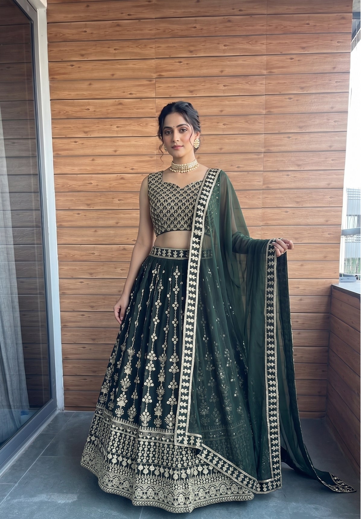 Royal Sequin Jari Embroidered Georgette Lehenga Set