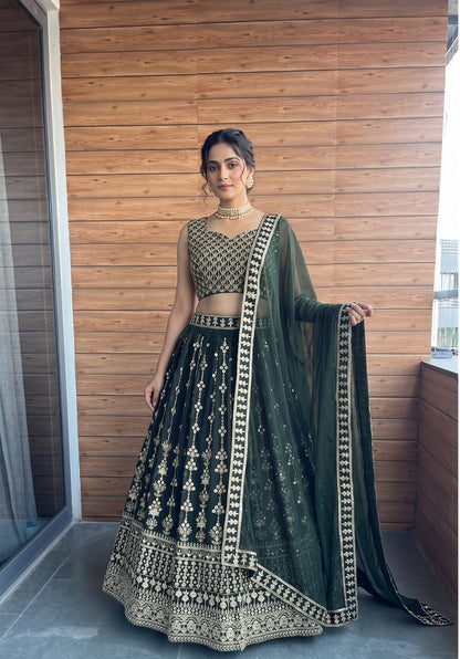 Royal Sequin Jari Embroidered Georgette Lehenga Set