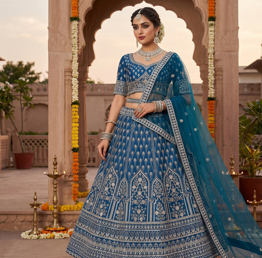 Premium Faux Georgette Sequin Embroidered Lehenga Set