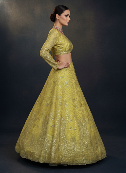 Premium Soft Net Embroidered Lehenga with Cancan