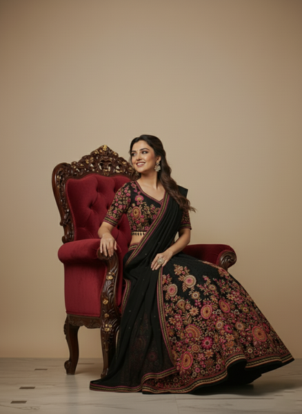 Latest Black Color Sequence Georgette Lehenga Choli