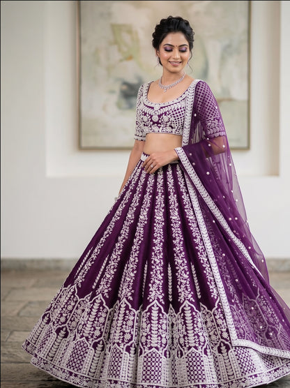 Exquisite Chinon Sequin Embroidery Lehenga Set
