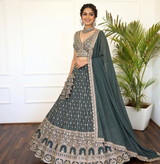 Royal Sequin Embroidered Georgette Lehenga Set