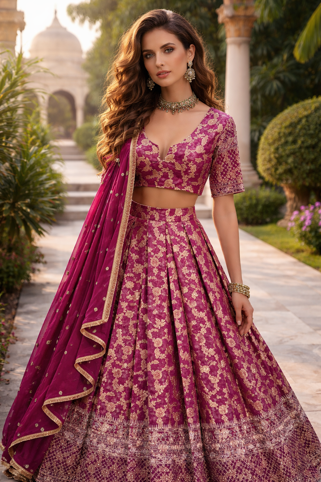Villefashion Premium Jacquard Silk Festive Lehengha Choli Set