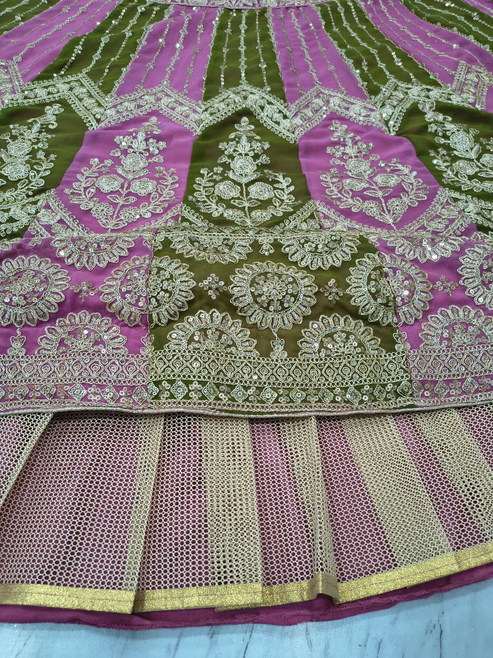 Premium Faux Georgette Lehenga Choli Dupatta Set | Coding & Sequins Embroidery | 3.5M Flair