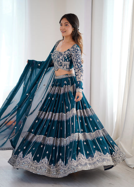Faux Georgette Embroidered Lehenga Choli